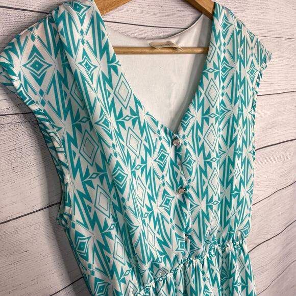 Everly Anthropologie Womens Aztec Southwestern Print Mini Blue Dress Size Small - Picture 3 of 6